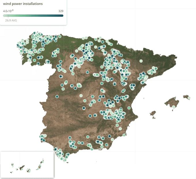 Mapa de parques eólicos de España